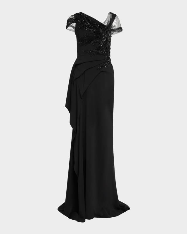 Imogen Beaded Tulle Draped Gown